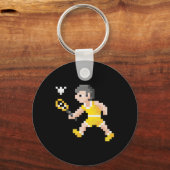 Retro 80s videogame Pixel Art Badminton Player Sleutelhanger (Voorkant)