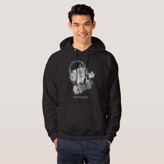 Retro 80's Walkman Skateboard Hoodie (Voorkant volledig)