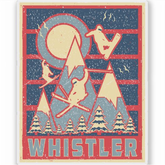 Retro 80s Whistler British Columbia Sticker (Voorkant)