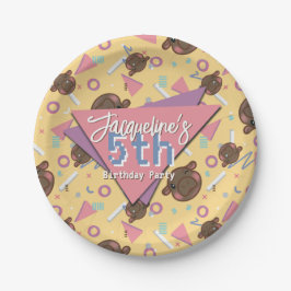 Retro 80's Yellow Baby Hippo Birthday Papieren Bordje