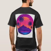 Retro 80s Zonsondergang met Palmbomen – Synthwave  T-shirt (Achterkant)