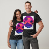 Retro 80s Zonsondergang met Palmbomen – Synthwave  T-shirt (Unisex)