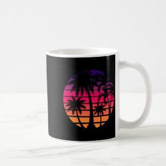 Retro 80s Zonsondergang Palmboom Strand Vakantie K Koffiemok