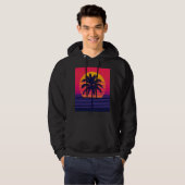 Retro 80s Zonsondergang Palmboom Synthwave Kunst Hoodie (Voorkant volledig)