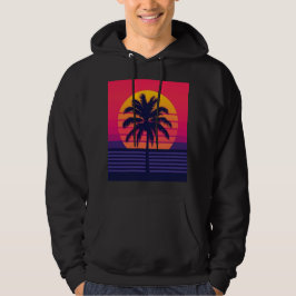 Retro 80s Zonsondergang Palmboom Synthwave Kunst Hoodie