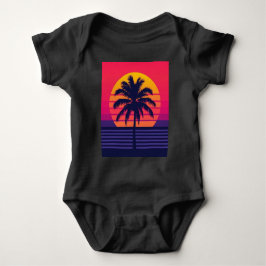 Retro 80s Zonsondergang Palmboom Synthwave Kunst Romper