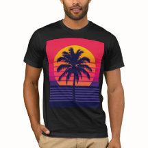 Retro 80s Zonsondergang Palmboom Synthwave Kunst