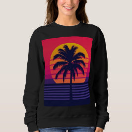 Retro 80s Zonsondergang Palmboom Synthwave Kunst Trui