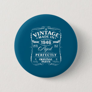 Retro 80ste verjaardag decoratie mannen grappig 19 ronde button 5,7 cm