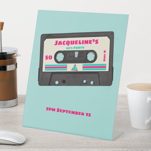 Retro 80th Birthday Party Reclamebord Met Voetstuk (Insitu)