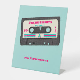 Retro 80th Birthday Party Reclamebord Met Voetstuk