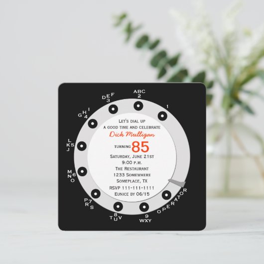 Retro 85e verjaardagsfeestuitnodiging Rotary Dial Kaart (Staand voorkant)