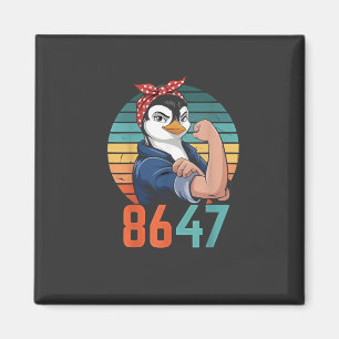 Retro 8647 is het 2028 nog anti Trump pinguïn Magneet