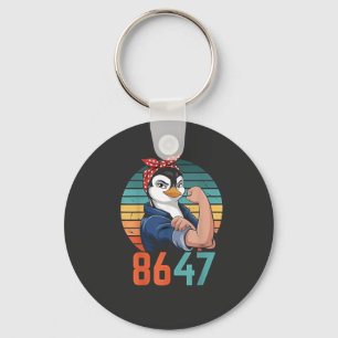 Retro 8647 Is het al 2028 Anti Trump Pinguïn Sleutelhanger