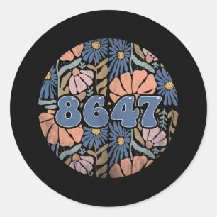  Retro 8647 Subtle Anti Trump 86 47 Bloemen Ronde Sticker