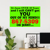 Retro 867 5309 Algemene Jenny Nummer 80's Groen Ro Poster (Thuiskantoor)