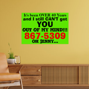 Retro 867 5309 Algemene Jenny Nummer 80's Groen Ro Poster