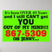 Retro 867 5309 Algemene Jenny Nummer 80's Groen Ro Poster (Voorkant)