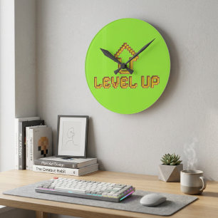 Retro 8-Bit EASY Wandklok - Limegroen
