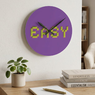 Retro 8-Bit EASY Wandklok - Paars & Roze Cyberp