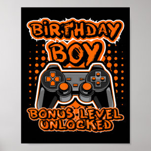 Retro 8 Bit Gaming Oranje Videogame Controller Bi Poster