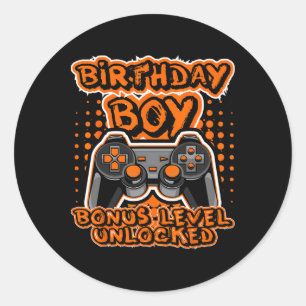 Retro 8 Bit Gaming Oranje Videogame Controller Bi Ronde Sticker