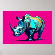 Retro 8-Bit Neushoorn Pixel Art Gamer Kamer