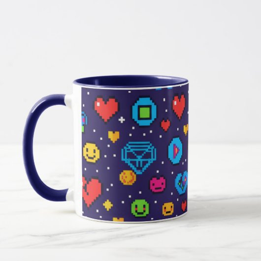Retro 8-Bit Pixel Art Gaming Ceramic Mug Mok (Links)
