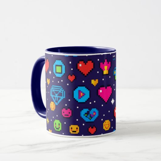 Retro 8-Bit Pixel Art Gaming Ceramic Mug Mok (Voorkant links)