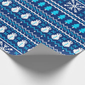 Retro 8 Bit Snowman Snowflake Cadeaupapier (Hoek)