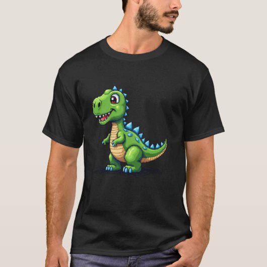 Retro 8 Bit T Rex Pixel Art  Gamer Dinosaur T-shirt (Voorkant)