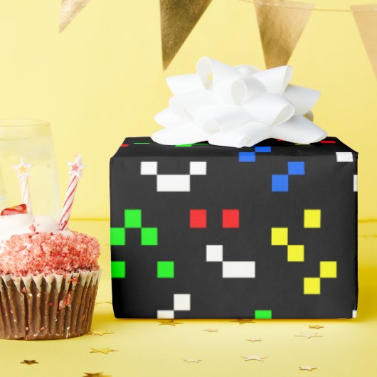 Retro 8 Bit Video Game Graphics Pattern Cadeaupapier (Verjaardagsfeest)