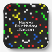 Retro 8 Bit Video Game Graphics Pattern Papieren Bordje (Voorkant)