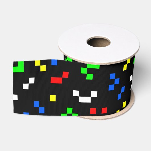 Retro 8 Bit Videospel Grafisch Patroon Grosgrain Lint (Spoel)