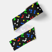 Retro 8 Bit Videospel Grafisch Patroon Grosgrain Lint (Achterkant)