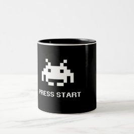 Retro 8-bits Arcade Press Start Gamer Tweekleurige Koffiemok