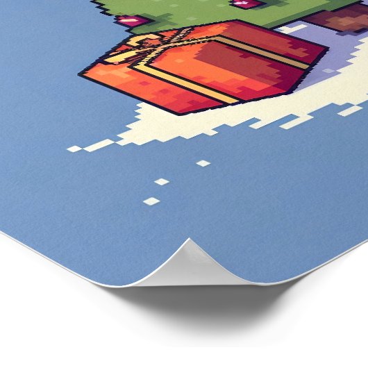 Retro 8-bits kerstscène poster (Hoek)