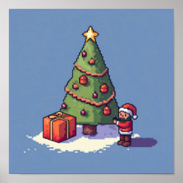 Retro 8-bits kerstscène poster