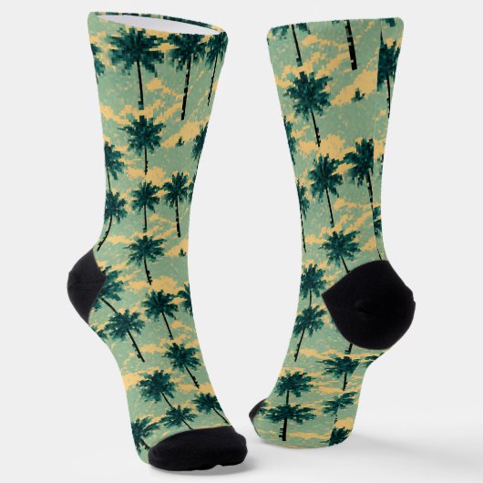 Retro 8-bits Pixel Palm Tree Sokken (Gebogen)