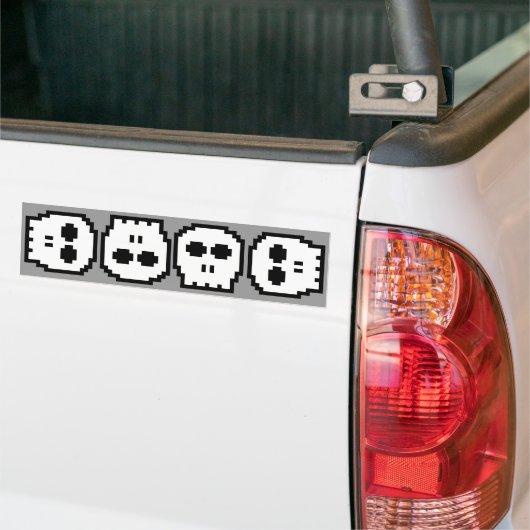 Retro 8-bits schedel bumpersticker (Op Truck)