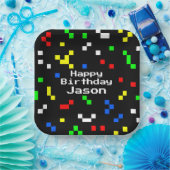Retro 8-bits videographicspatroon papieren bordje (Feest)
