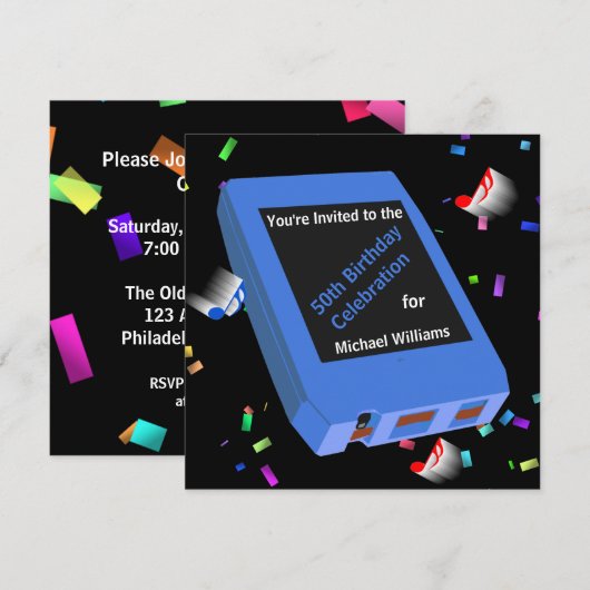 Retro 8-Track 50th Birthday Kaart (Voorkant / Achterkant)