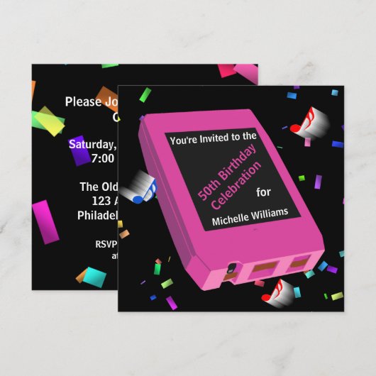 Retro 8-Track 50th Birthday Kaart (Voorkant / Achterkant)