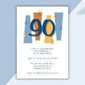 Retro 90e verjaardag Midcentury Modern Blauw Kaart