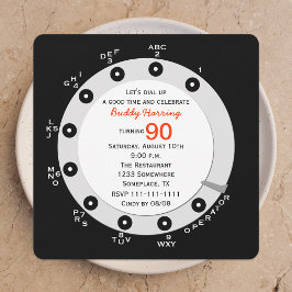 Retro 90e verjaardag Party uitnodiging Rotary Dial