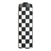 Retro 90s 00s Black and White Checkered Pattern Thermosbeker (Voorkant)