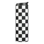Retro 90s 00s Black and White Checkered Pattern Thermosbeker (Gedraaid links)
