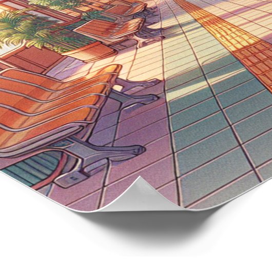 Retro 90s Anime Japan Treinstation Poster (Hoek)