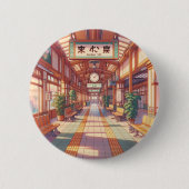 Retro 90s Anime Japan Treinstation Ronde Button 5,7 Cm (Voorkant)