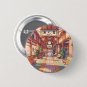 Retro 90s Anime Japan Treinstation Ronde Button 5,7 Cm (Voorkant /achterkant)
